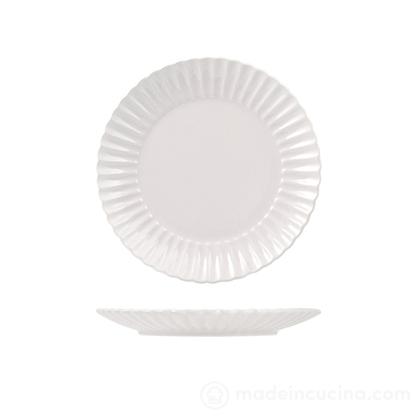 Set 6 piatti piani in stoneware Lotus bianco cm 27