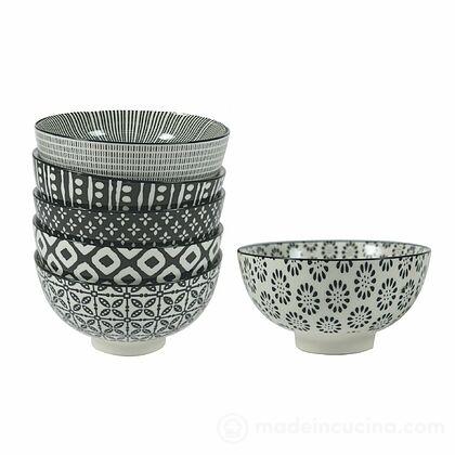 Set 6 ciotole in porcellana Black Confusion cm 11,5
