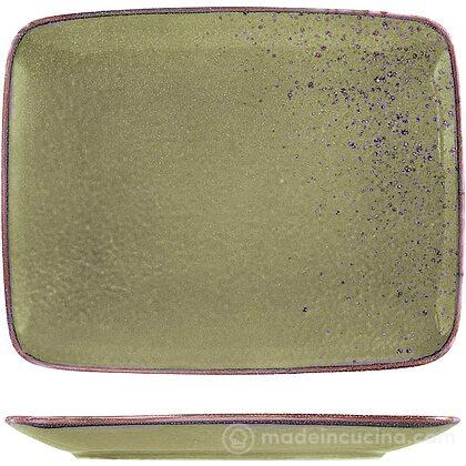 Set 6 piatti piani rettangolari in stoneware verde Reactive cm 29x23