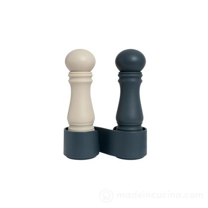 Set 2 mini macine con base cm 12 panna blu