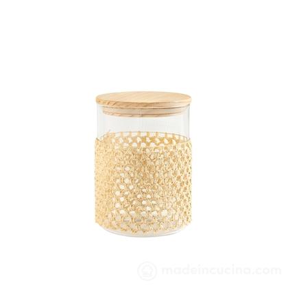 Barattolo in vetro borosilicato e paglia con tappo in legno 1,15 litri