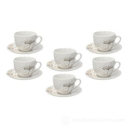 Set 6 tazze da tè con piattino Madison Poesia beige
