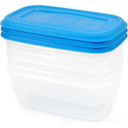 Set 3 contenitori rettangolari ermetici con coperchio 1 litro