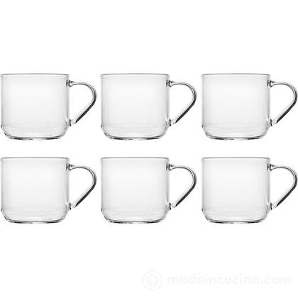 Set 6 tazze mug Modern in vetro borosilicato trasparente cl 20