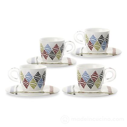 Set 4 tazzine da caffè con piattino Vortex