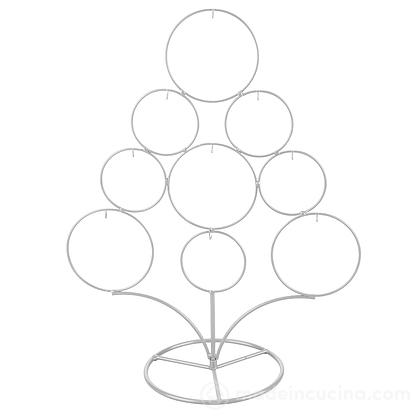 Albero di natale decorativo in metallo con 9 ganci Xmas bianco cm 46