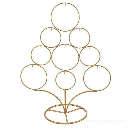 Albero di natale decorativo in metallo con 9 ganci Xmas oro cm 46