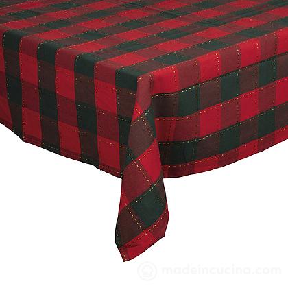 Tovaglia natalizia in cotone e poliestere Tartan Red cm 140x300