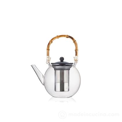 Teiera in vetro borosilicato con manico in bambù Assam