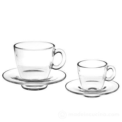 Set 6 tazzine da caffè con piattino in vetro Aqua