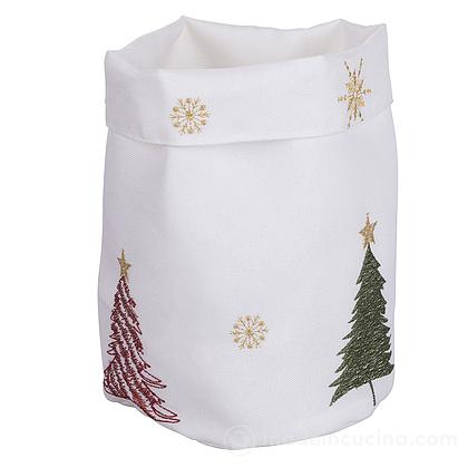 Cestino porta pane in tessuto Xmas bianco decoro albero