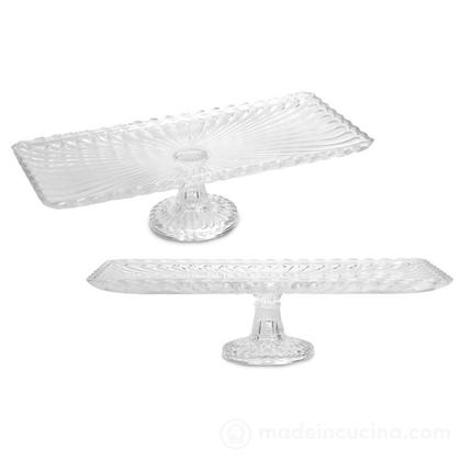 Alzata rettangolare in vetro Pasticceria cm 37,5x18