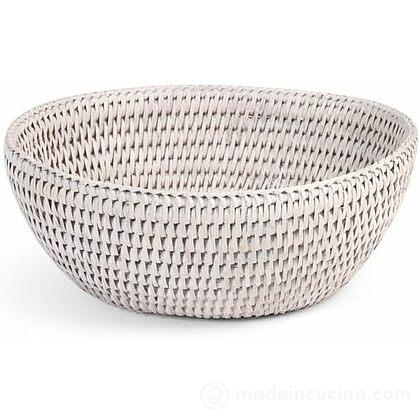 Cestino tondo in rattan bianco cm 17,5x6,5