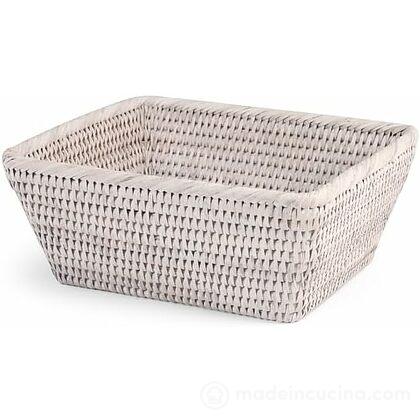 Cestino rettangolare in rattan bianco cm 25x21x9