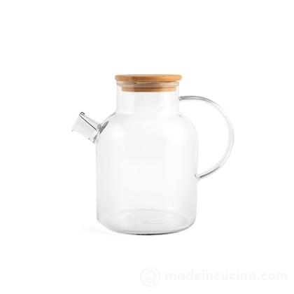 Brocca in vetro borosilicato con tappo in bambù 1,6 litri