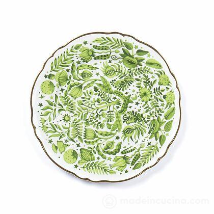 Piatto da portata rotondo decoro floreale verde Funky Table cm 32,5