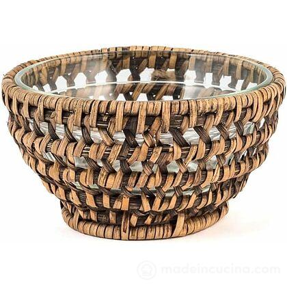 Ciotola in rattan e vetro cm 13x6,5