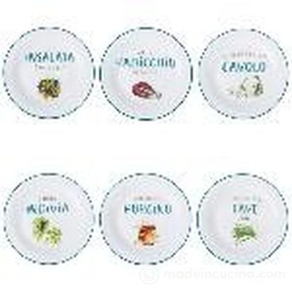 Set 6 piatti contorno 19 cm in porcellana new bone China, Le Travisate