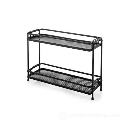 Porta oggetti a due ripiani in ferro nero Loft cm 26x10x20,5
