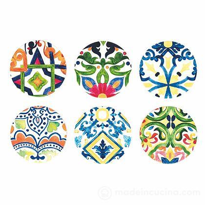 Set 6 sottobicchieri tondi in ceramica Naxos