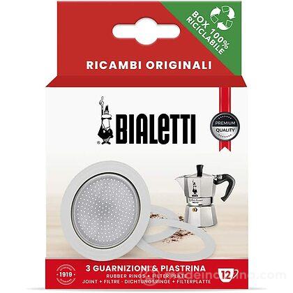 Confezione 3 guarnizioni e filtro per caffettiera Moka Express 12 tazze
