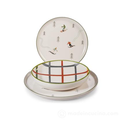 Servizio piatti in stoneware 18 pezzi Nordic Ski Holiday