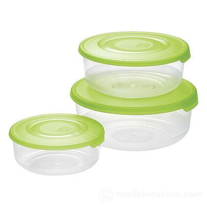 Set 3 contenitori tondi per alimenti Family Food verde