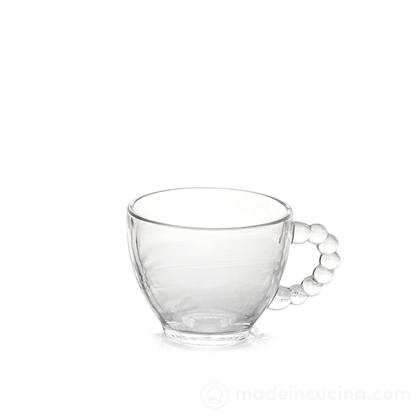 Set 6 tazze da thè cappuccino in vetro Pearls Aurea