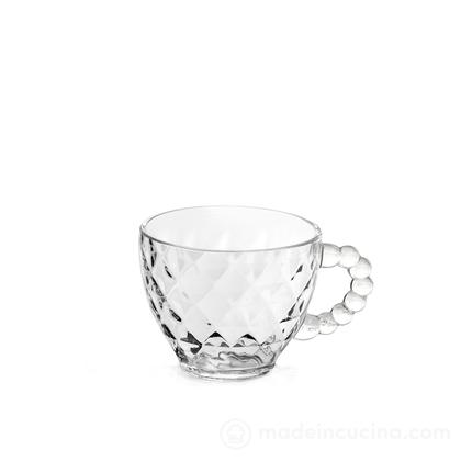 Set 6 tazze da thè cappuccino in vetro Pearls Altea