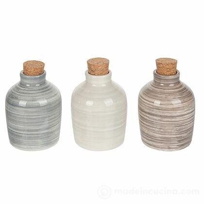 Set 3 mini oliera in ceramica con tappo in sughero Stones