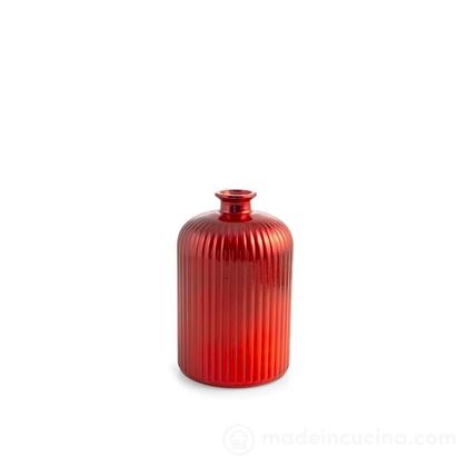 Vaso in vetro riciclato righe rosso metallizzato cm 23