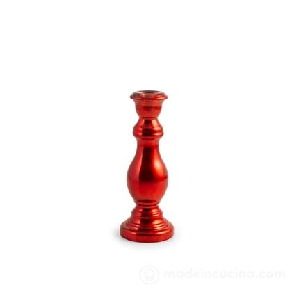Candeliere in vetro riciclato rosso metallizzato cm 20