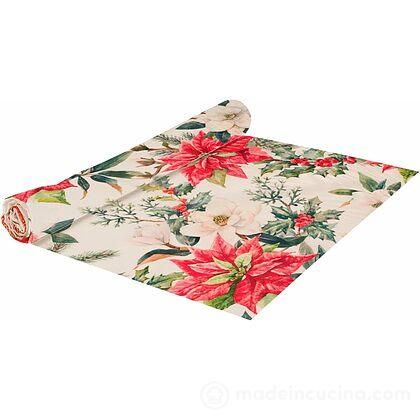 Tovaglia runner natalizia in poliestere Xmas Flower cm 40x140