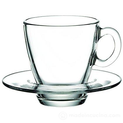 Set 6 tazze da cappuccino con piattino in vetro Aqua
