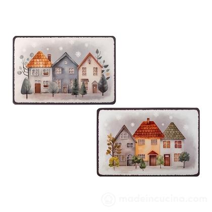 Set 2 tovagliette in sughero decoro case cm 43x28 Set 2 tovagliette in sughero decoro case cm 43x28