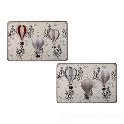 Set 2 tovagliette in sughero decoro mongolfiere cm 43x28 Set 2 tovagliette in sughero decoro mongolfiere cm 43x28