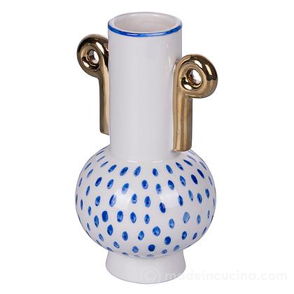 Vaso in porcellana Egeo bianco e blu con manici oro (5912554)