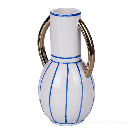 Vaso in porcellana Egeo bianco e blu con manici oro (5912556)