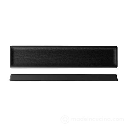 Set 3 piatti rettangolari in melamina effetto materico cm 40x8,5x2,6 nero
