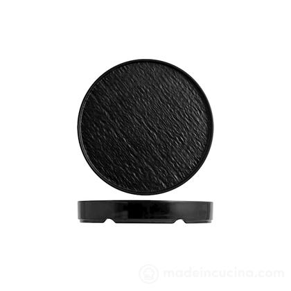 Set 3 piatti tondi in melamina effetto materico cm 18,5 nero