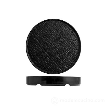 Set 3 piatti tondi in melamina effetto materico cm 22,5 nero