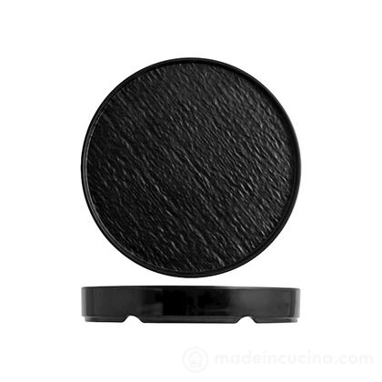 Set 3 piatti tondi in melamina effetto materico cm 28 nero