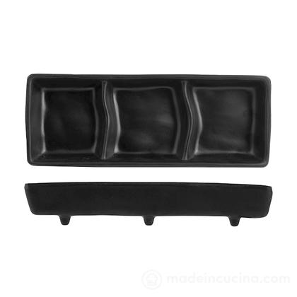 Set 6 antipastiere a 3 posti in melamina decoro ardesia cm 7x18x3,3