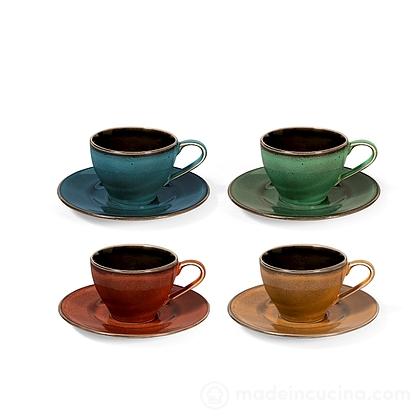 Set 4 tazze da tè con piattino in stoneware Marrakesh