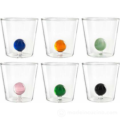 Set 6 bicchieri in vetro borosilicato con miniatura sfera cl 30