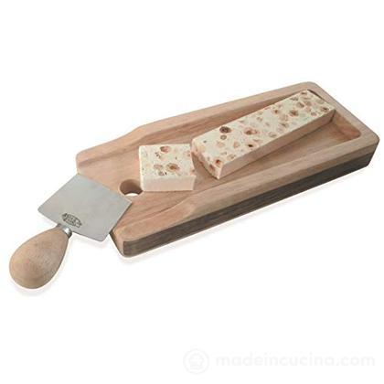 Tagliere in legno per torrone con coltello