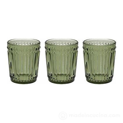 Set 3 bicchieri acqua Dorico verde cl 30