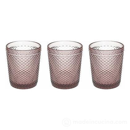 Set 3 bicchieri acqua Diamante ciclamino cl 30