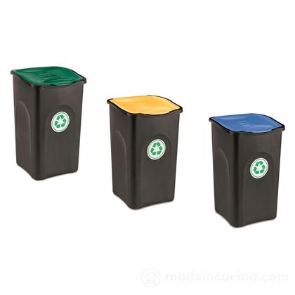Set 3 pattumiere per raccolta differenziata EcoGreen 50 litri