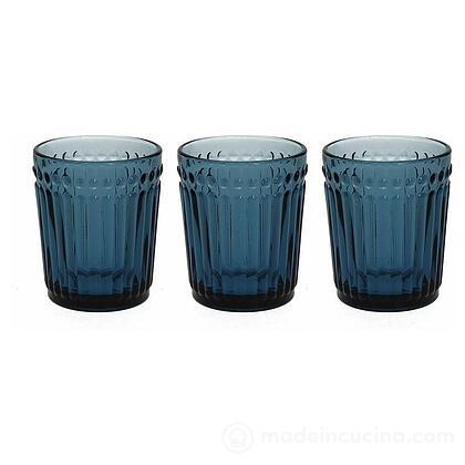 Set 3 bicchieri acqua Dorico blu cl 30